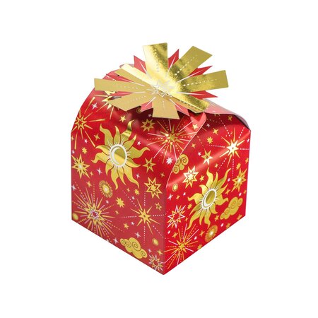Mini boîte cadeau - motifs céleste - rouge et or