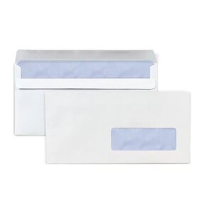 300 enveloppes blanches en papier avec fenêtre - 11 x 22 cm