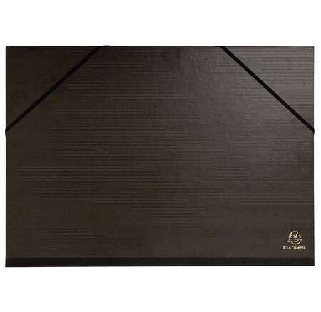 Carton À Dessin Kraft Noir Vernis Avec Élastiques Et 3 Rabats 32x45 Cm - Pour Format A3 - Noir - X 4 - Exacompta