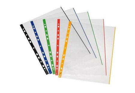 Pack de 50 pochettes transparentes A4 0,07mm bord couleur Assortis HERLITZ