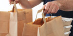 Lot de 100 sacs cabas en papier kraft brun marron havane avec poignée plate 220 x 100 x 280 mm 6 Litres résistant papier 80g/m² non imprimé