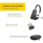 Jabra evolve 65 casque audio stereo sans fil - ecouteurs unified communications avec batterie longue durée avec support de charg