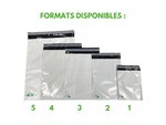 50 Enveloppes plastique opaques 80 microns n°5 - 415x520mm