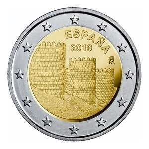 Pièce de monnaie 2 euro commémorative Espagne 2019 – Muraille d’ávila