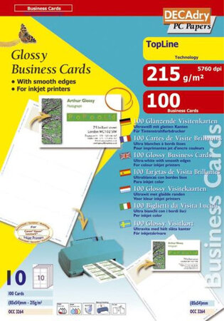 Pack 100 Cartes Visite 215G. Photoglossy