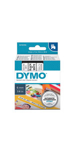 DYMO LabelManager cassette ruban D1 6mm x 7m Noir/Blanc (compatible avec les LabelManager et les LabelWriter Duo)