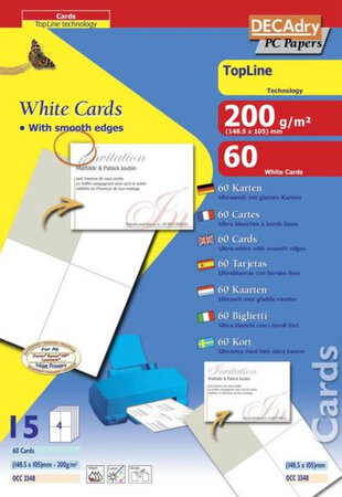 Pack 15X4 Cartes 148.5X105mm 'Bl' Blanc