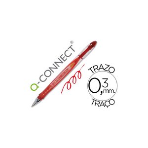 Stylo-bille écriture moyenne 0.5mm corps translucide grip caoutchouc coloris rouge Q-CONNECT