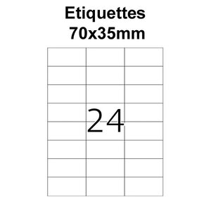 Étiquettes adhésives  70x35mm   (24étiquettes/feuille) - blanc - 20 feuilles -t3azur